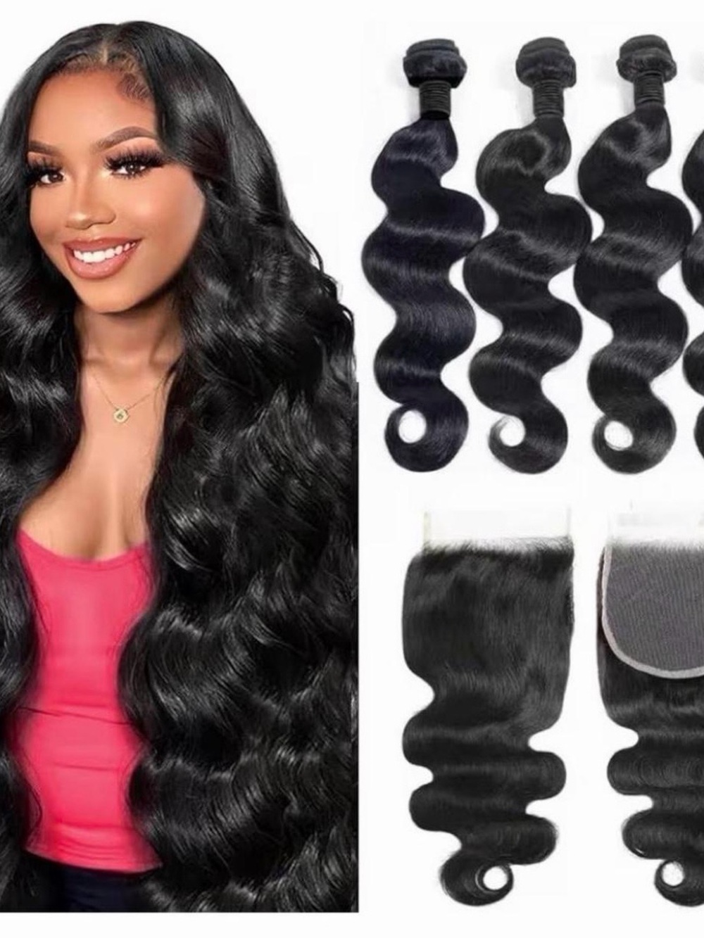 Premium Body Wave Human Hair Extensions - Black